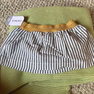 Charcoal gray stripe skirt with gold band